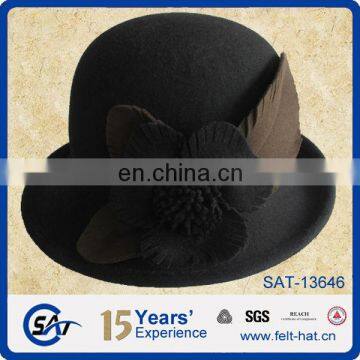 100% pure wool flower bucket hat wholesale