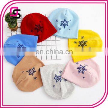 New design cute baby cotton caps snowflake printing