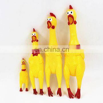 17cm-44cm Screaming Chicken Yellow Vinyl Chicken Squeaky Pet Dog Chew Toy
