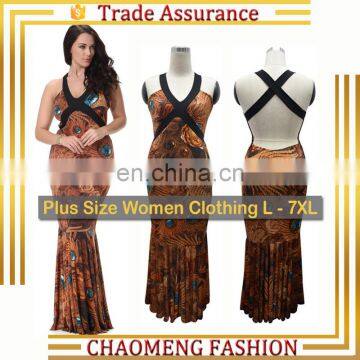 7033# Fish Cut Gown New Fashion Ladies Dresses Women Sexy Summer Bohemian Long Maxi Dress Plus Size