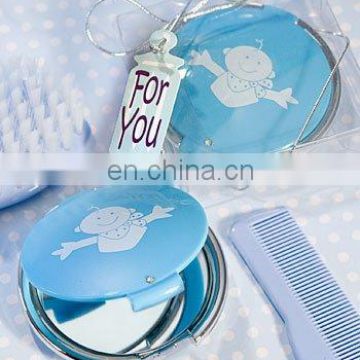 Elegant Reflections Collection baby design mirror compact - Blue