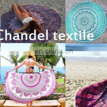 Bohemian Mandala Round Beach Tapestry Hippie Throw Yoga Mat Towel Indian Roundie 72' Round Table Cover Throw