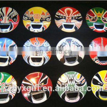 Custom Beijing Opera facial masks plastic bottle opener for promotion/souvenir