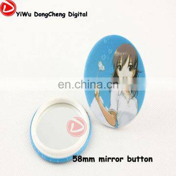 mirror button material of 58mm ,use badge machine to make , Factory direct sale