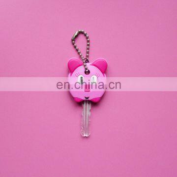 pink pig animal shape soft pvc custom rubber key cover for children