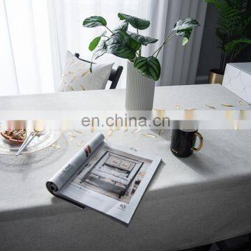 Custom Linen Rectangle Tablecloth Gold Leaf Embroidery Cotton Linen Dust-Proof Table Cover for Party photo-6