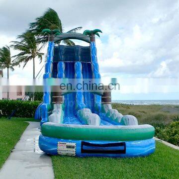 Blue Tropical Paraside Slip and Slide Monsoon Tall Inflatable Marble Curved Kids Water Slide With Pool photo-3