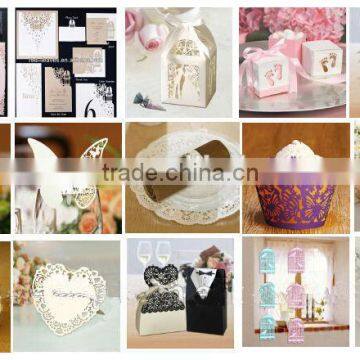 Laser Cut Sef of Wedding Invitation Card Paper Laser Cut Flower Decoration Shape Invitations photo-2