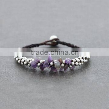 Braided Natural Stone Bead Jewelry Bracelet With Bell XE09-192