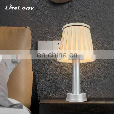 Simple Designs bedside read Mini Round lampshade Fabric Shade usb led table lamp for desk