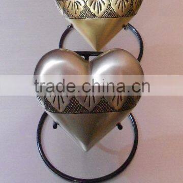 Brass Dignity Heart Shape and Token Cremation Urns With Pewter Finish