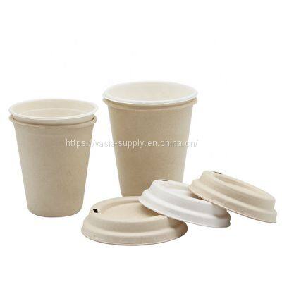 Biodegradable sugarcane Eco friendly biodegradable cups bagasse coffee cup with lid 8oz 12oz 16oz can be chosen