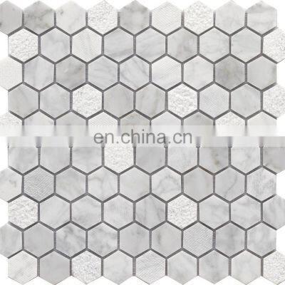 hexagon tile Stone mosaic for wall decoration mosaic