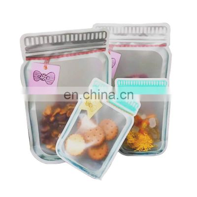 Special Shape Mason Jar Pouch Reusable Stand Up Plastic Zipper Bags