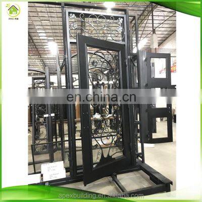 Double Front Entry Door Gate Black Wrought Iron Door Handles photo-5