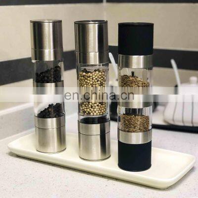 2 in 1 Transparent Glass Dual Manual Salt And Pepper Grinder Mill Kitchen Tools Accessories For Cooking Grinder photo-3