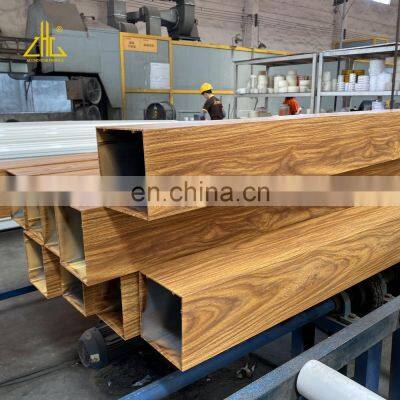 Wood Grain Aluminum Tube Extrusions For Making Out Door Fencing,UV Protection Powder Coating Transfer Aluminum Extrusion