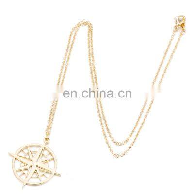 Popular Gold 925 Sterling Silver Eight Star Compass Pendant Charm Necklace For Women photo-3