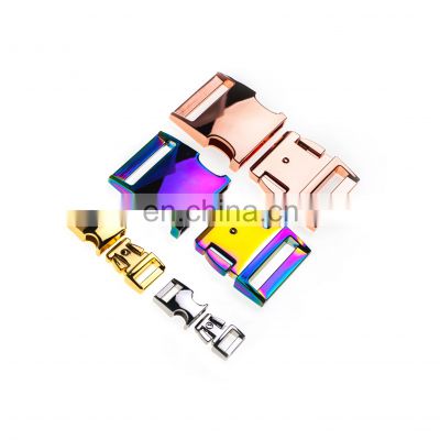 Factory price Custom Logo Rainbow Metal Side Release Buckles dog collar and handbags