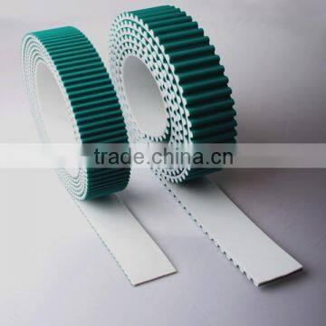 High quality green color fabric PU open end timing belt