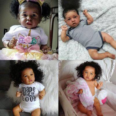 22-inch Black Skin Tone Doll Saskia Cute Baby Cross-border E-commerce Foreign Trade Sources a Piece of Hair photo-5