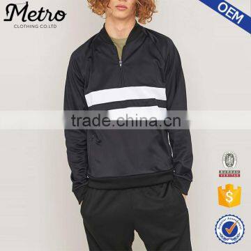 Custom Mens black Half Zip Track Top With Zip Pockets