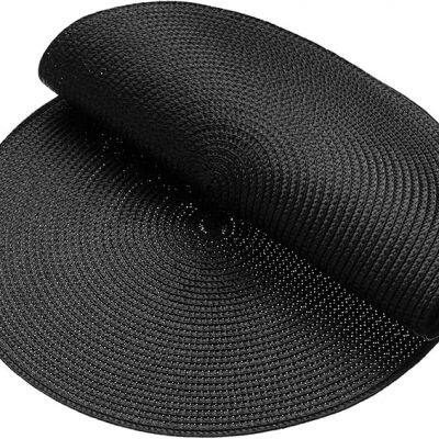 Round Braided Placemats 15 Inch in Black Color for Natural Woven Heat Resistant Place Mats Set of 6 photo-4