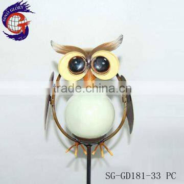 home decoration metal glow in dark owl stake