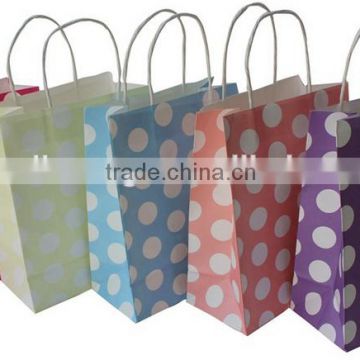 Five colors Polka Dot cute paper bags, clothing shopping paper bags