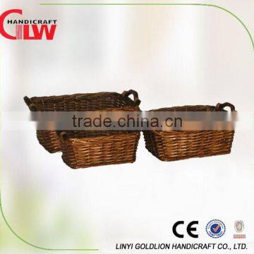 Set of 3 rectangular willow potato storage baskets