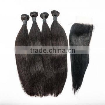 Tangle Free, Full Cuticle 2 Years Use Time Cheap Mongolian Straight Hair Weave With Silk Top Closure photo-2