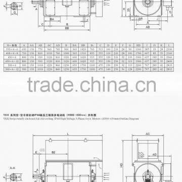 YKK Series(H355-900) high voltage three phase squirrel cage asynchronous electric motor