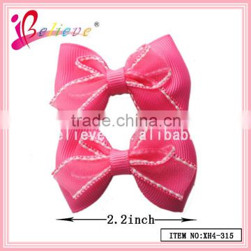 Beautiful girls hair clip fashion hair accessories wholesale ribbon bow