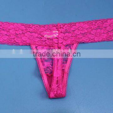 Comfortable Sexy Hot Sell Lace Pink Thongs Underwear Panty photo-5