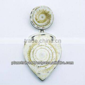 Stacked Shell Pendant Hinged Mixed Shapes 925 Silver Setting