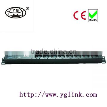 19"1U 8 ways German type PDU German Power Distribution Unit cabinet PDU with surge protection rack PDU