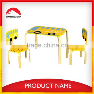 Wooden Cartoon Bus Table and Chair for Children/ Cute Cartoon Table and Chair