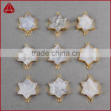 White Summer SALE Star Druzy Druzzy Drusy Electroplated 24K Gold Plated Double Bail Pendant photo-6