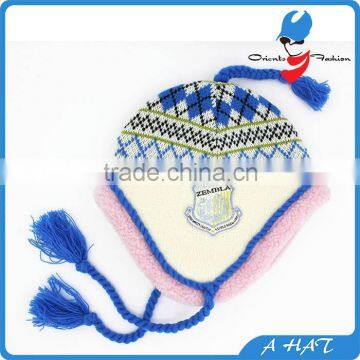 colorful kids winter hat with straps