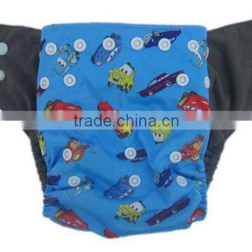 Printed Charcoal Bamboo Diapers Double Gussets Baby Pocket Diaper