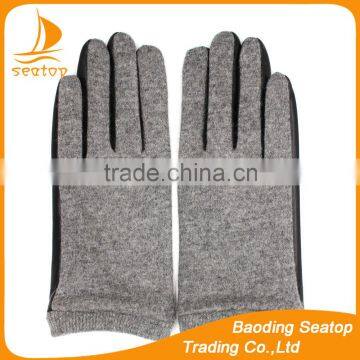 laides genuine lambskin driving leather and woolen hand gloves