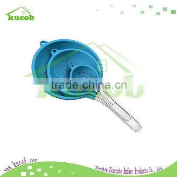 silicone rubber colander with steel handle