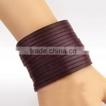 Chinese Wholesale Genuine Leather Men's Women's Wrap Bracelet Wristband Bangle photo-3