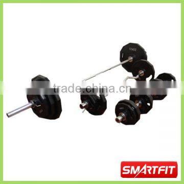 160 kg adjustable rubber op plate barbell set OEM assorted weighted barbell set