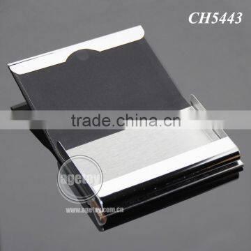 New Arrival High-Grade Magnetic Lock Stainless Steel Metal Black Leather Luxury Business Card Case photo-4