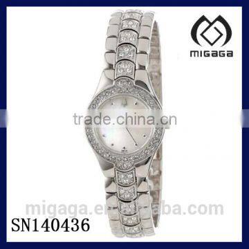 fashion pearl dial watch full crystal setting quartz watch bracelet