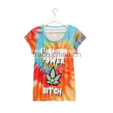 High Quality Custom 3D Printing Flower Power Softextile Tshirt Wholesale