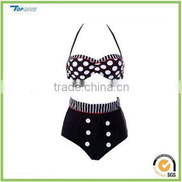 Women Vintage High Waist Bikini Swimsuit Set