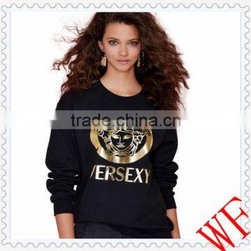 2014 alibaba China Cotton/Polyester Fashion women hoody black pullover girl hoody