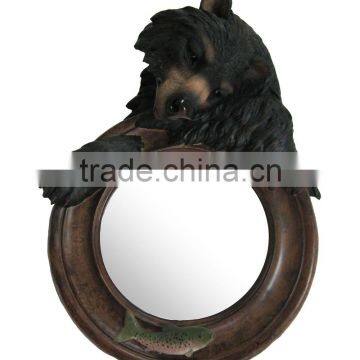 Unique frosted dog mirror design polyresin cosmetic mirror